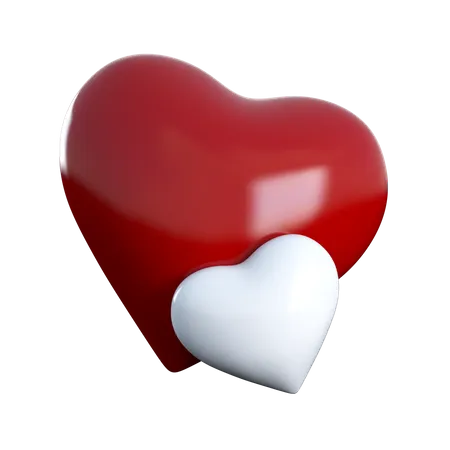 Dos corazones rojos y blancos  3D Icon