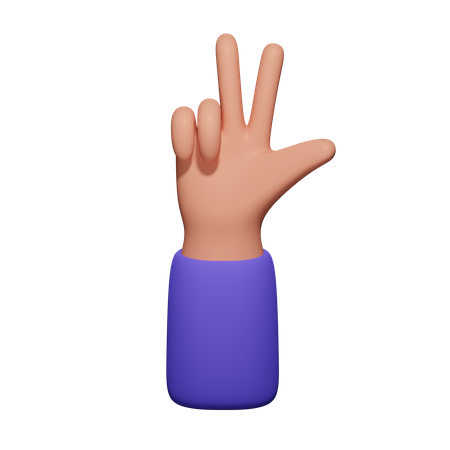 Dos dedos y el pulgar  3D Icon