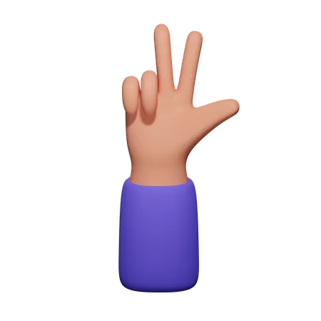 Dos dedos y el pulgar  3D Icon