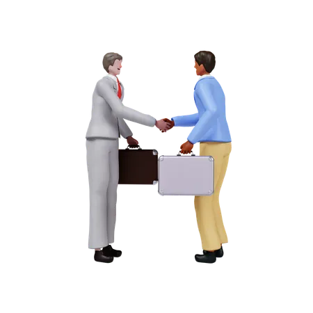 Dos hombres de negocios haciendo un trato comercial  3D Illustration