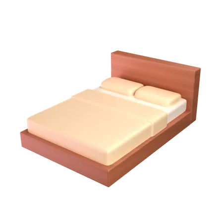Wooden Double Bed 3 D Illustration 3D Icon
