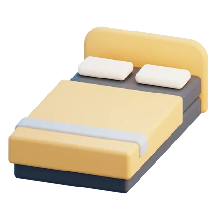 3 D Double Bed With Isolated Background 3D Icon