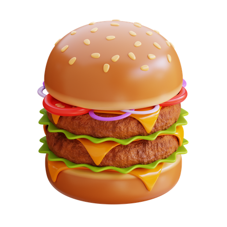 Double beef burger  3D Icon