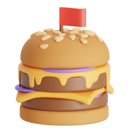 Double Cheeseburger  3D Icon