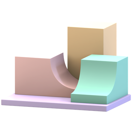 Double Curved Shape Podium  3D Illustration