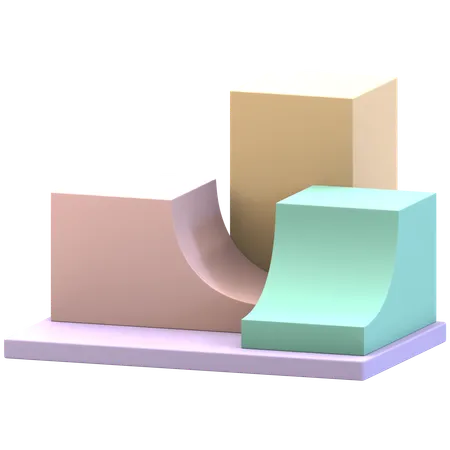 Double Curved Shape Podium  3D Illustration