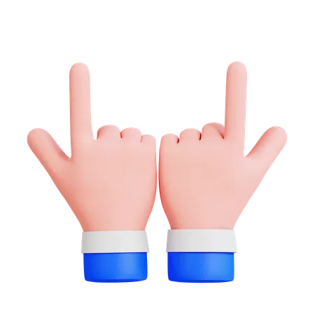 Double Hands Pointing Up  3D Icon