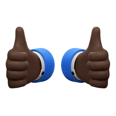 Both Hands Displaying A Thumbs Up Sign 3D Icon