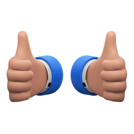 Both Hands Displaying A Thumbs Up Sign 3D Icon