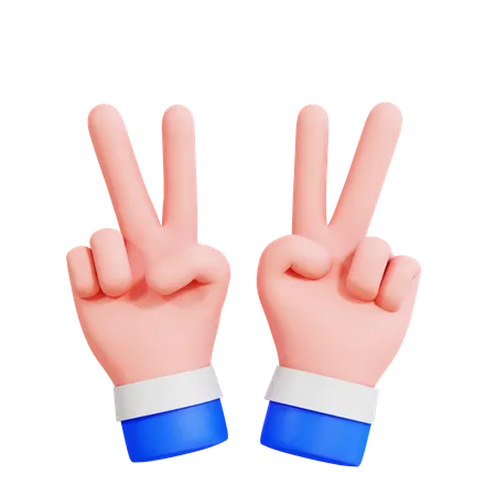 Double Peace Gesture  3D Icon