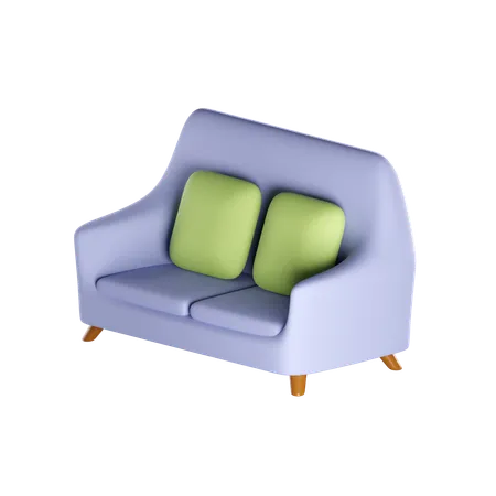 Double Sofa 3 D Render 3D Icon