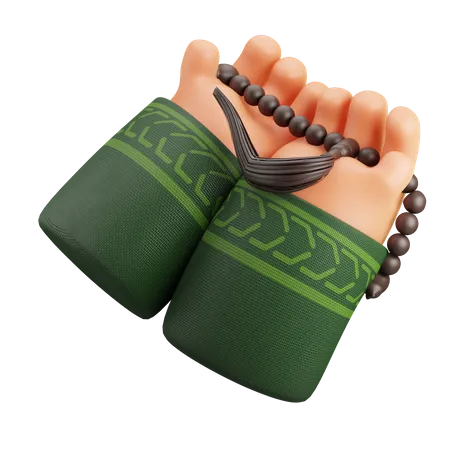 Hands And Tasbih Sign Of Grateful 3D Icon
