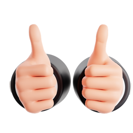 Double Thumbs Up Hand Gesture  3D Icon