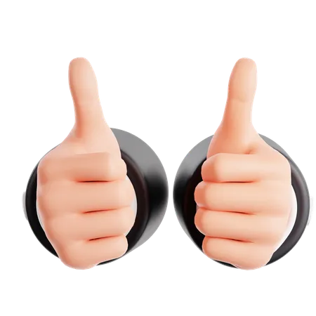 Double Thumbs Up Hand Gesture  3D Icon