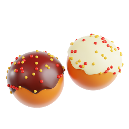 Doughnuts With Chocolate And Vanilla  3D Icon