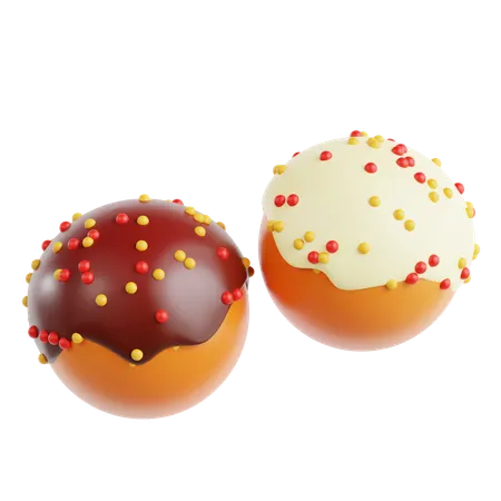 Doughnuts With Chocolate And Vanilla  3D Icon