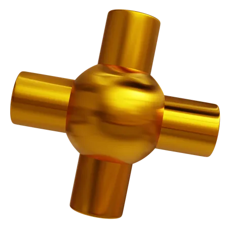 X dourado  3D Icon