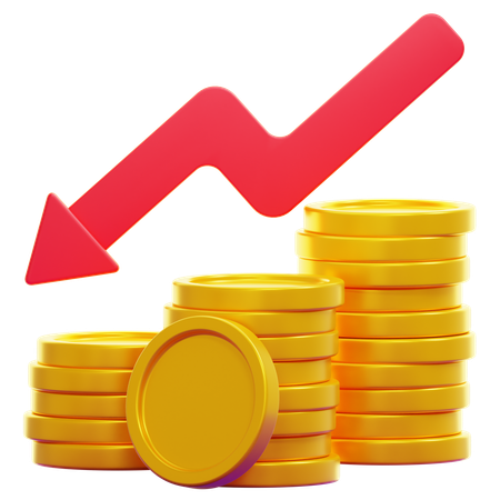 Down Chart Coin  3D Icon