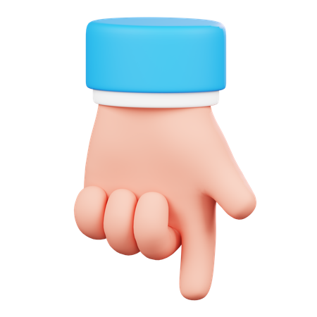 Down Direction Hand Gesture  3D Icon