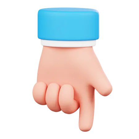 Down Direction Hand Gesture  3D Icon