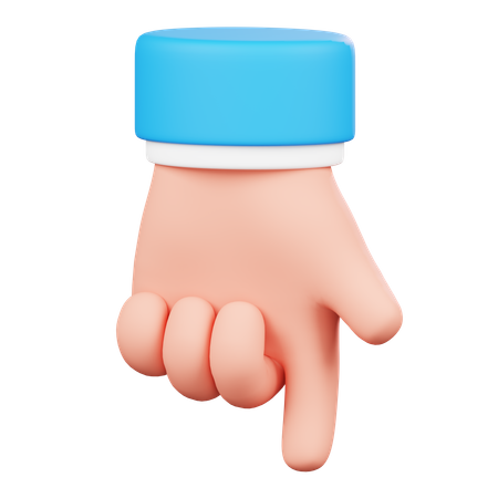 Down Direction Hand Gesture  3D Icon