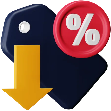 Down Discount  3D Icon