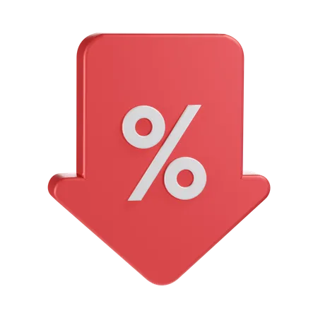 Down Discount  3D Icon