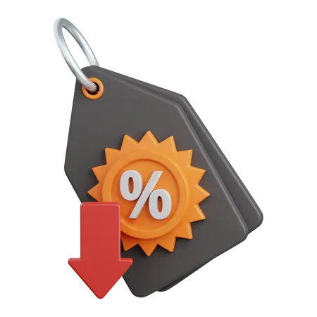 3 D Rendering Down Discount Isolated Useful For Sale Discount Advertising Promo And Marketing 3D Icon