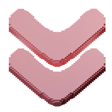 Down Double Chevron  3D Icon