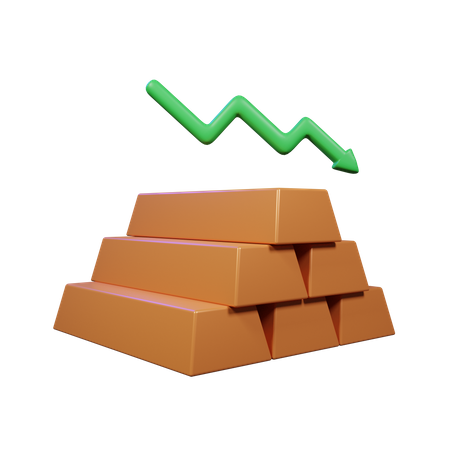 Down Gold Price  3D Icon