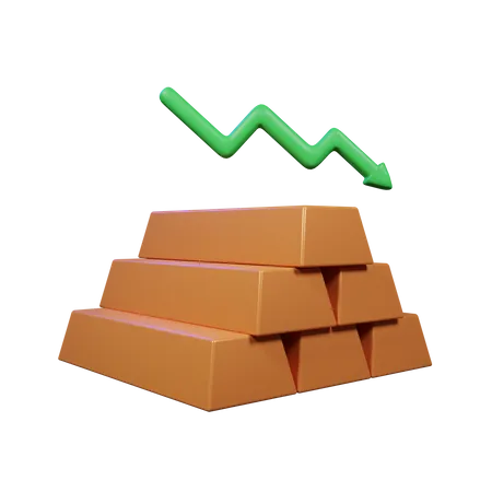 Down Gold Price  3D Illustration