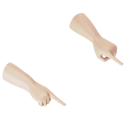 Down Pointing Hand Gesture 3D Illustration