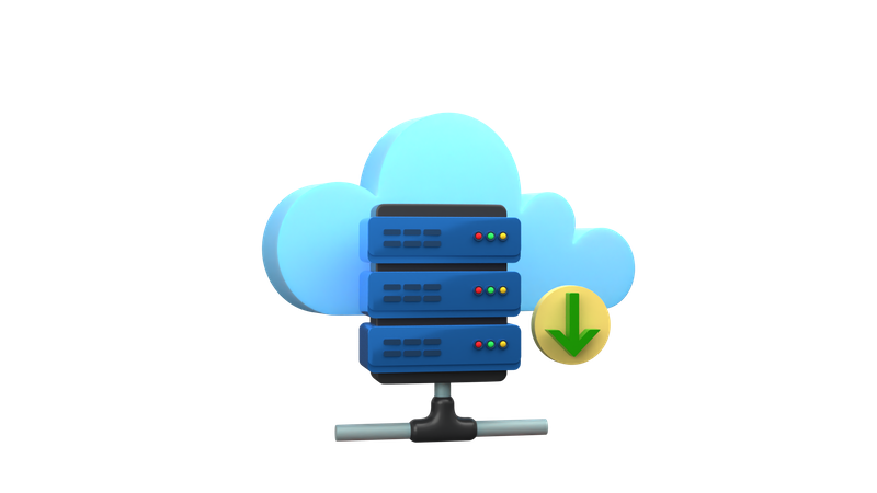 Download data from cloud server  3D Illustration