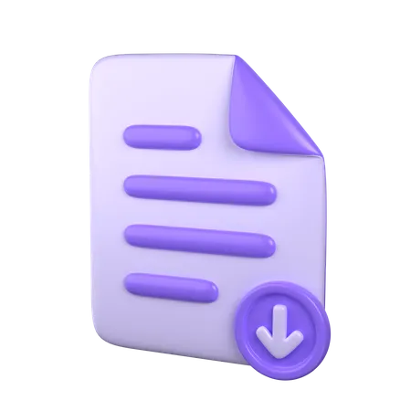 3 D Download Document Icon 3D Icon