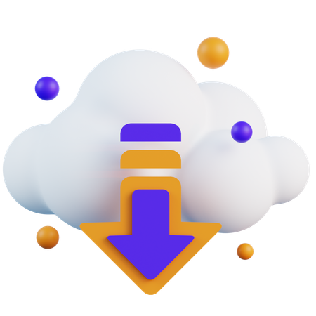 Download From Cloud  3D Icon