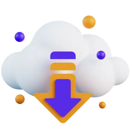 Download From Cloud  3D Icon