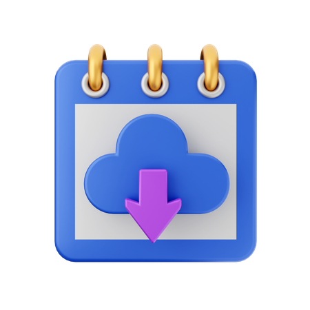 Download From Cloud Calendar  3D Icon