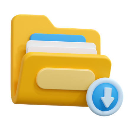 Downloading folder  3D Icon