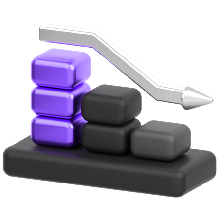 하락세 차트  3D Icon