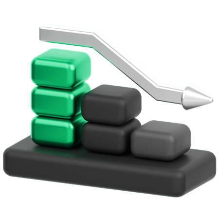 하락세 차트  3D Icon