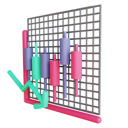 Downtrend chart  3D Illustration