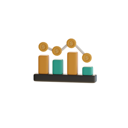 Downward Trend Bar Chart  3D Icon