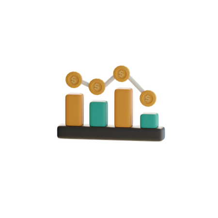 Downward Trend Bar Chart  3D Icon