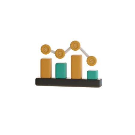 Downward Trend Bar Chart  3D Icon