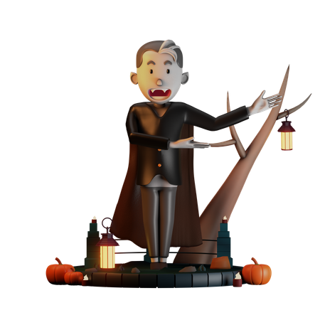 Drácula apontado para a esquerda  3D Icon