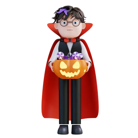 Dracula Bring Candy And Gifts  3D Illustration