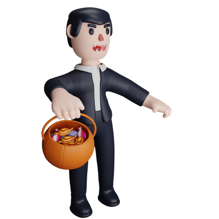 Dracula going for Trick Or Treat  3D Icon