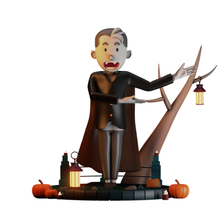 Dracula Pointed To Left  3D Illustration