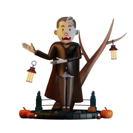 Dracula Pointed To Right  3D Illustration