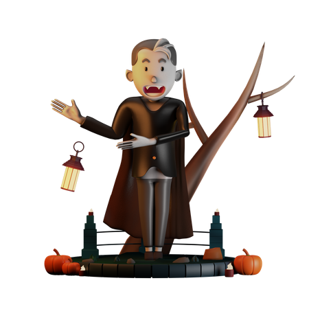 Dracula Pointed To Right  3D Illustration